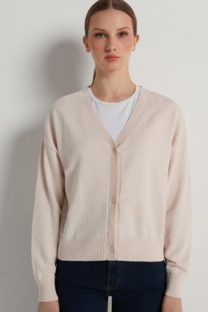 Kardigan Tezenis Long-Sleeve Button-Down Damske Biele Béžové | SK-752930NOH