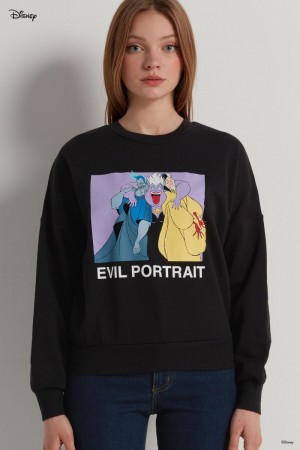 Mikina Tezenis Disney Villains Long Sleeve Crewneck Damske Čierne | SK-986730CQW