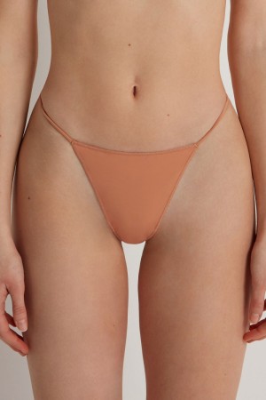 Nohavičky Tezenis High-Cut Microfiberzilian String Damske Béžové Hnede | SK-908416YJI