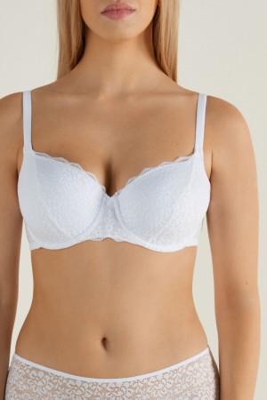 Podprsenky Tezenis Prague Full Cover Recycled Cipkovane Balconette Damske Biele | SK-572349BJZ