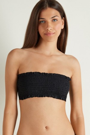 Podprsenky Tezenis Sidney Recycled Cipkovane Bandeau Damske Čierne | SK-805691MKV