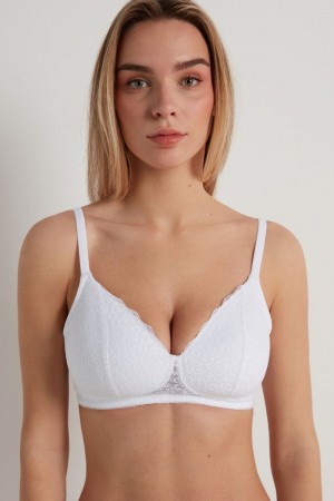Podprsenky Tezenis Warsaw Lightly Polstrované Cipkovane Triangle Damske Biele | SK-753406BVU