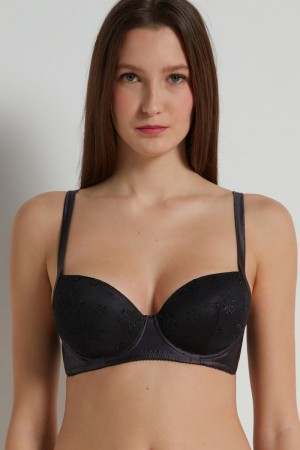 Podprsenky Tezenis Wien Paradise Cipkovane Lightly Polstrované Balconette Damske Čierne | SK-268791NVQ