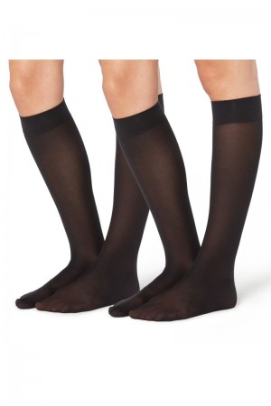 Ponozky Tezenis 2 X 50 Den Microfiber Knee-Highs Damske Čierne | SK-957604FRO
