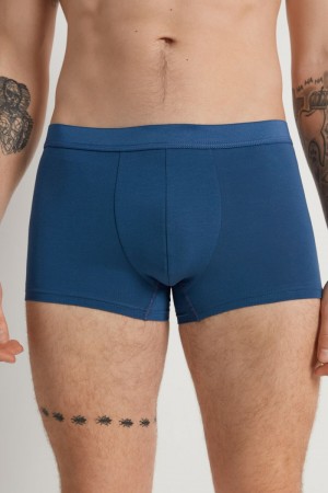 Slipy Tezenis Stretch Bavlnene Boxer Brief Panske Modre | SK-864210TYI