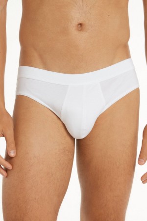 Slipy Tezenis Stretch Bavlnene Brief Panske Biele | SK-759216FZU