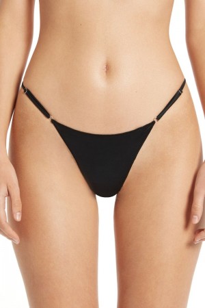 Spodne Pradlo Tezenis High-Cut Tanga with Adjustable Sides Damske Čierne | SK-362107OJM