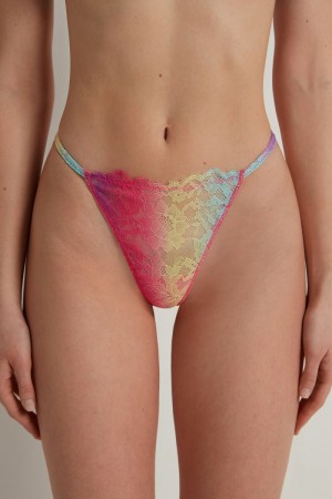 Spodne Pradlo Tezenis Rainbow Cipkovane String Tanga Damske Viacfarebný | SK-378942HQU