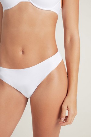 Spodne Pradlo Tezenis Raw-Edge Microfiber Cheeky Damske Biele | SK-423576CYG