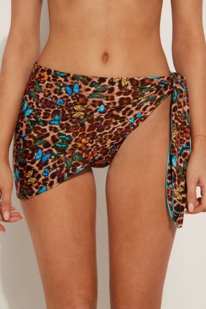 Sukne Tezenis Macu Butterfly Kratke Pareo with Knot Damske Leopardie | SK-697032CEK
