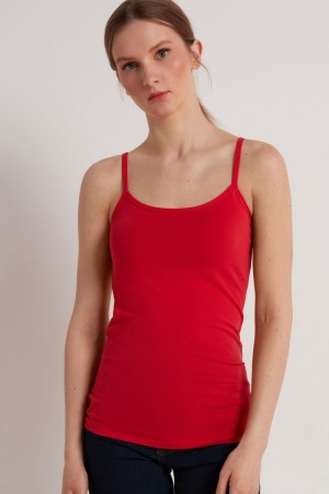 Tielko Tezenis Round-Neck Stretch Bavlnene Damske Červené | SK-375814OQX