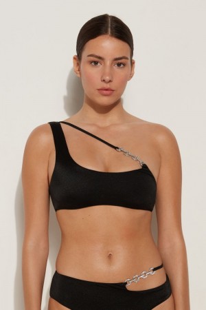 Topy Do Bikín Tezenis Crystal Chain Bra-Štýl Damske Čierne | SK-074589TBH