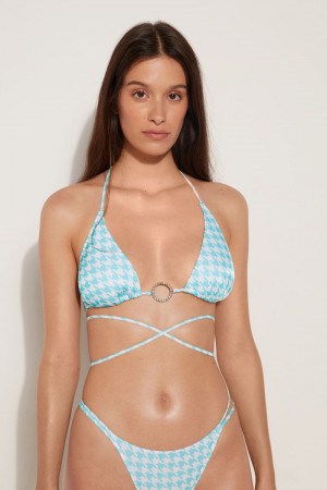 Topy Do Bikín Tezenis Sparkling Jewels Triangle Damske Modre Biele | SK-312906ECU