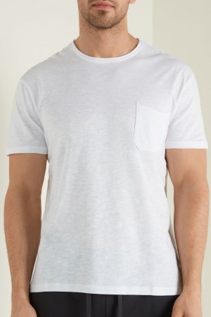 Tricko Tezenis Bavlnene with Breast Pocket Panske Biele | SK-571968SKW