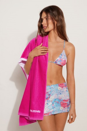Uterák Tezenis Solid-Colored Terry Cloth Beach Damske Ruzove Fuchsie | SK-038791JOS